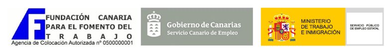 Logo Funcatra,Gobierno de Canarias SCE,Ministerio de Trabajo SEPE