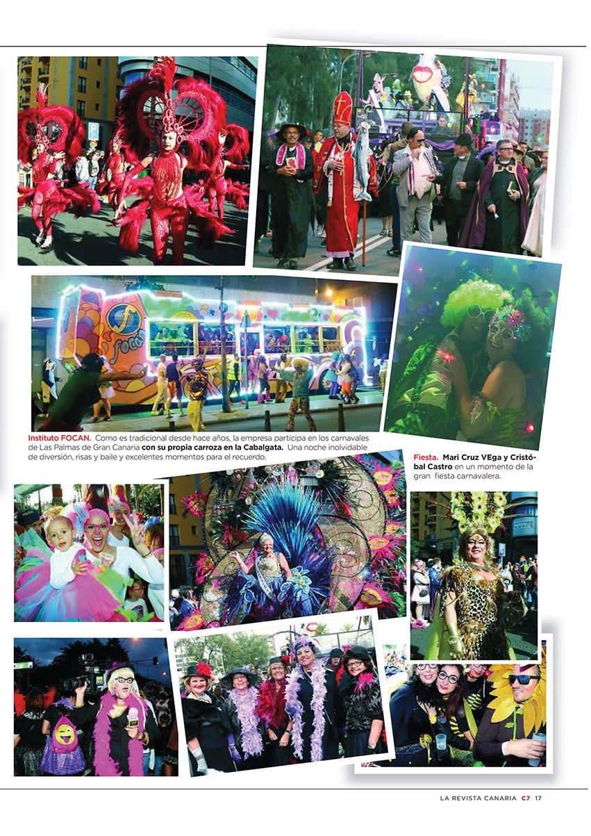 Collage de fotos, entre ellas la carroza del carnaval del Instituto Focan