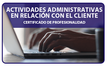 Botón acceso al campus online del certificado de profesionalidad Actividades Administrativas en la relación con el cliente