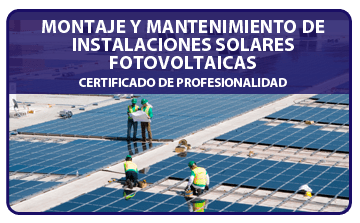 Botón acceso al campus online del certificado de profesionalidad Montaje y Mantenimiento de Instalaciones Fotovoltaicas