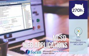 pantalla de pc y unas manos escribiendo cógido. Curso Microsoft Oficial MCSD Web Applications